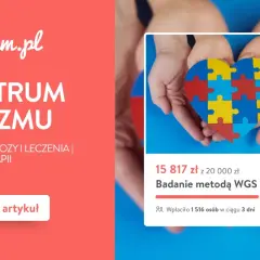 Dłonie trzymają serce z puzzli, symbolizujące spektrum autyzmu. Artykuł na Pomagam.pl omawia autyzm, koszty diagnozy i terapii.