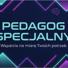 Grafika z napisem "PEDAGOG SPECJALNY". Dziennik nauczyciela wspomagającego, wsparcie na miarę Twoich potrzeb.