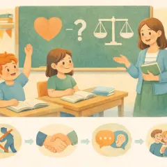 Lekcja o tym, co to jest etyka w szkole: od zakazu przemocy, przez współpracę i słuchanie, do przyjaźni.