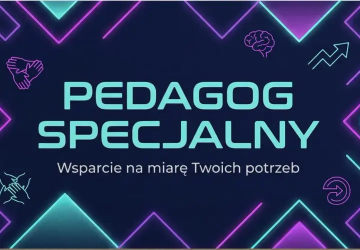 Grafika z napisem "PEDAGOG SPECJALNY". Dziennik nauczyciela wspomagającego, wsparcie na miarę Twoich potrzeb.