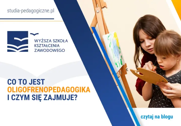 Oligofrenopedagog, czyli pedagog specjalny, wspiera dziecko w malowaniu.