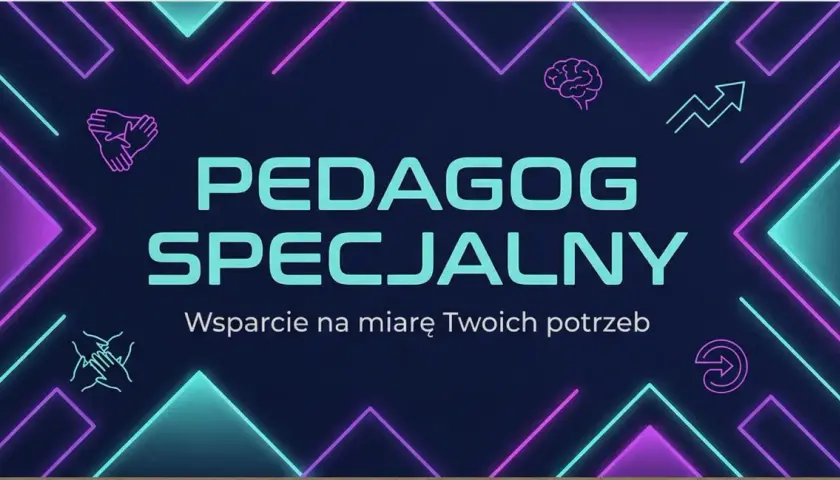 Grafika z napisem "PEDAGOG SPECJALNY". Dziennik nauczyciela wspomagającego, wsparcie na miarę Twoich potrzeb.