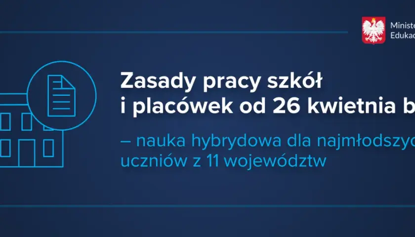 Rozporządzenie o nauce hybrydowej dla najmłodszych uczniów z 11 województw od 26 kwietnia.