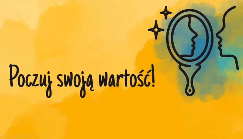 Psychozabawy na godzinę wychowawczą: lustro odbija profil, symbolizując samoakceptację i poczucie własnej wartości.