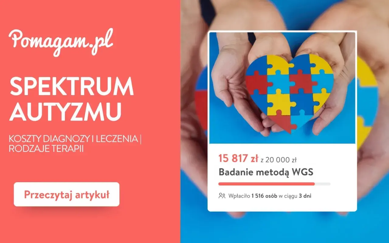 Dłonie trzymają serce z puzzli, symbolizujące spektrum autyzmu. Artykuł na Pomagam.pl omawia autyzm, koszty diagnozy i terapii.