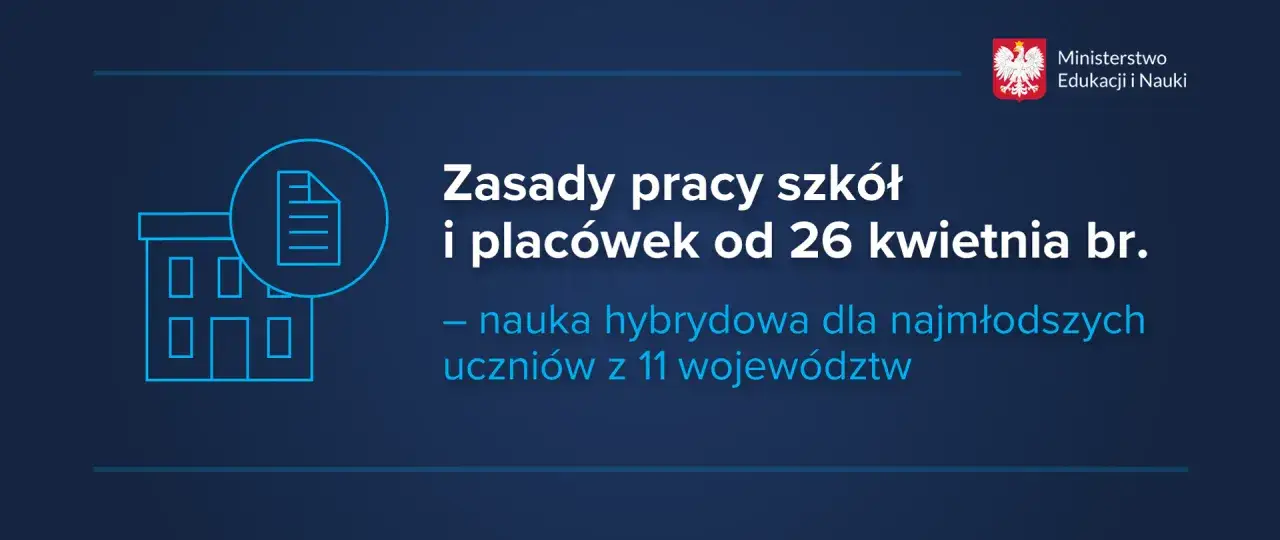 Rozporządzenie o nauce hybrydowej dla najmłodszych uczniów z 11 województw od 26 kwietnia.